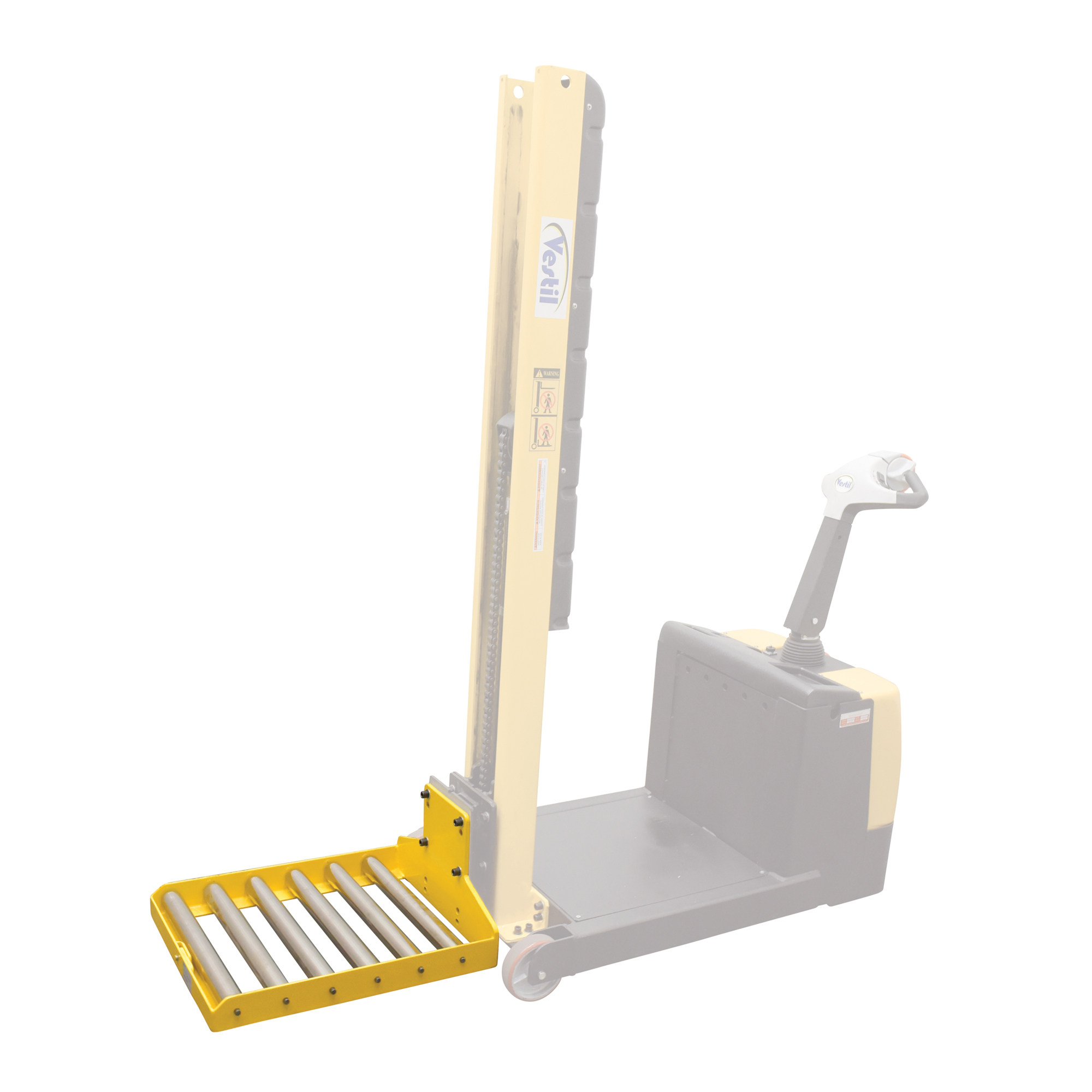Vestil Steel Counter Balanced Power Lift Roller Platform Attachment — 500-Lb. Capacity, Yellow, Model# STA-ATT-RP
